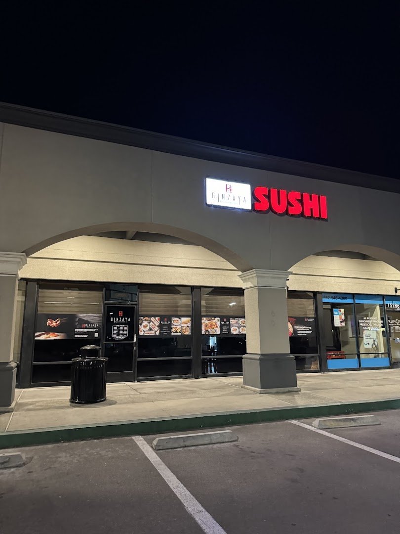 Sushi rolls on a casual dining table.