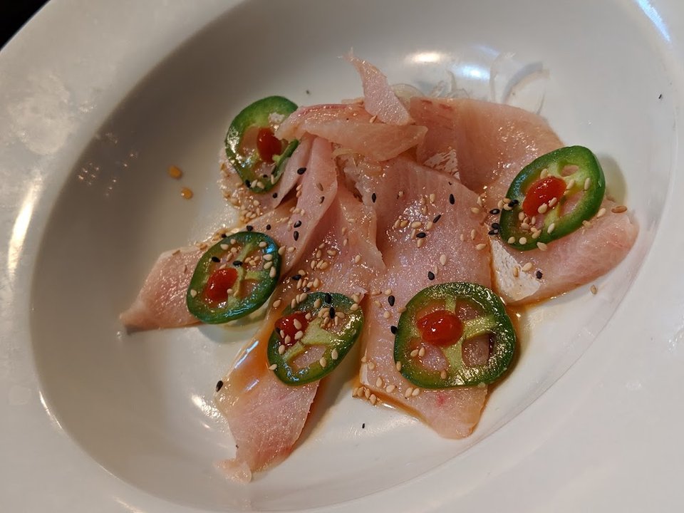 Yellowtail Tataki with Green Onion Yuzu Sauce